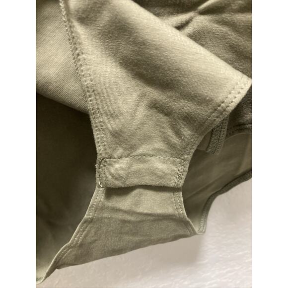 Mangopop Bodysuit Women Sz Small Olive Green Snap Bottom Long Sleeve - Picture 3 of 9